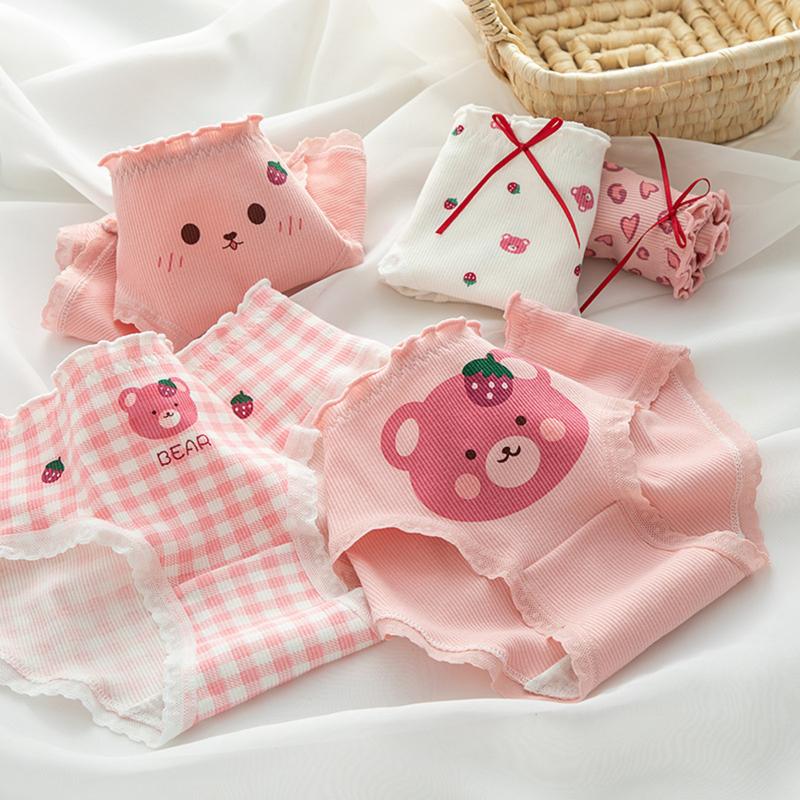 Set 10 Quần Lót Nữ Cotton Gấu Dâu Giá Rẻ Dễ Thương Đáng Yêu 0