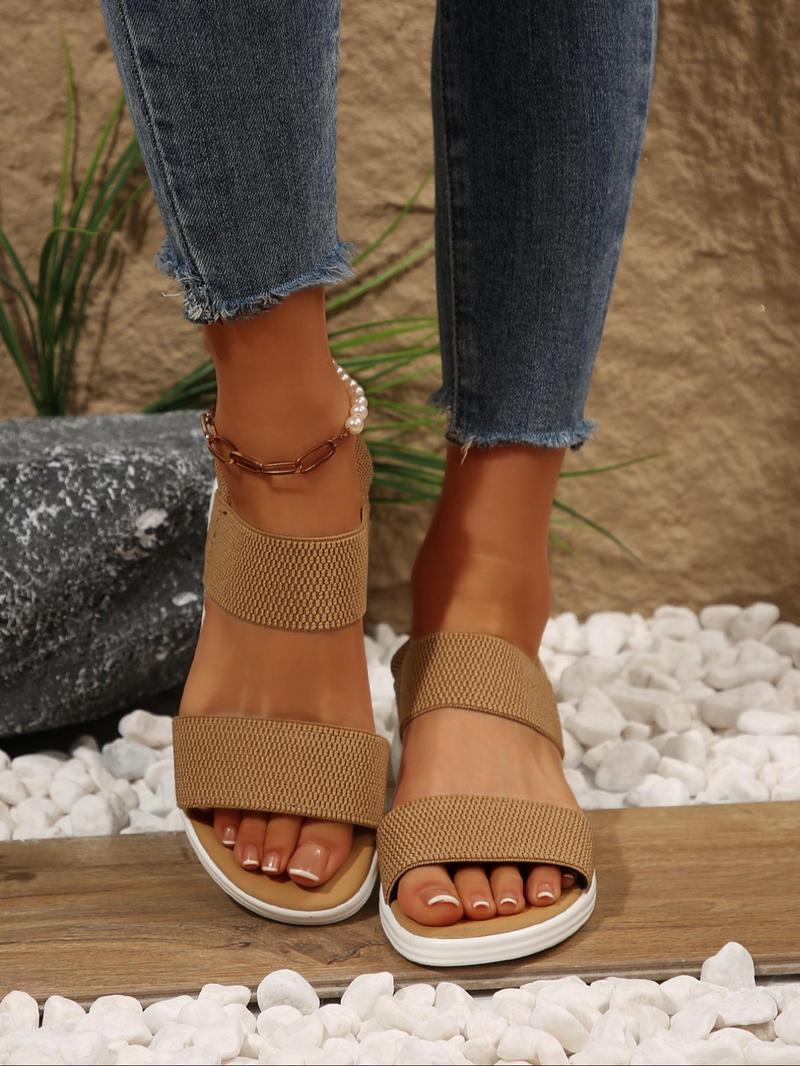 Product Introduction of Women's Fashionable Plain Color Sandals, 2024 New Style Casual Comfortable Sandals for Summer, Lightweight Breathable Shoes for Daily Wear, Girl 1
