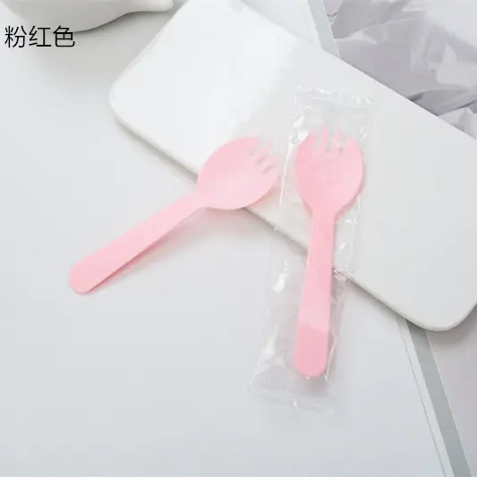 Thìa và nĩa dùng một lần, chất liệu nhựa thân thiện với môi trường, đóng gói riêng, thích hợp cho kem, bánh dày và món tráng miệng, bộ thìa 1