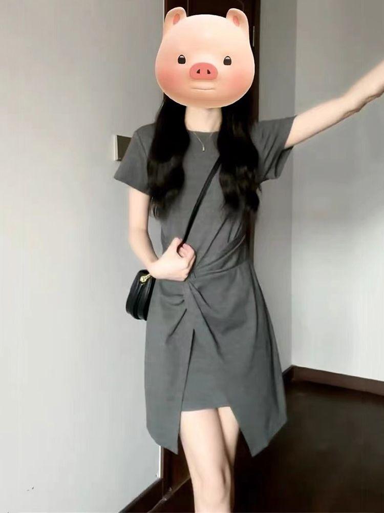 Product Introduction of Váy Corseted, Phong Cách Pháp, Xám Thanh Lịch, ngắn Tay, Cổ Tròn, Thiết Kế Đặc Biệt, Dành Cho Nữ, Mùa Hè 2024 Hàng Mới Về, Tiệc Trà, Váy Women Dress 5