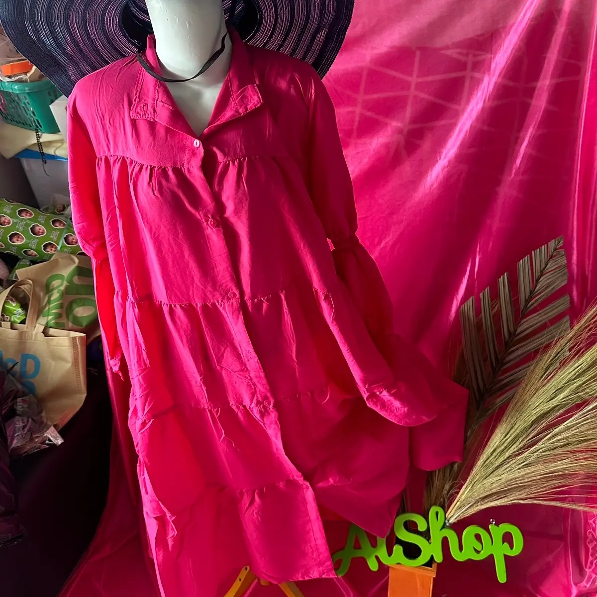 Long dress fucia Wanita