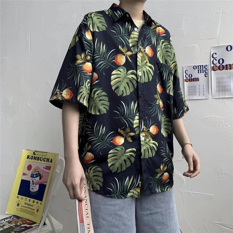 Áo Sơ Mi Hoa Đi Biển Nhật Bản, Dành Cho Nam Và Nữ, Ins Hợp Xu hướng, Phong Cách Hawaii Và Hồng Kông, Dáng Rộng Vừa Vặn, ngắn Tay, Áo Sơ Mi Cặp Đôi, Thích Hợp Cho Mùa Hè 0