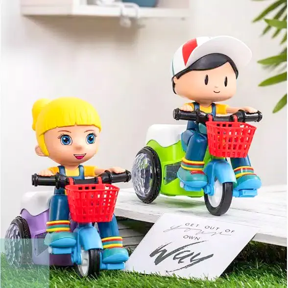 Mainan Anak Robot Sepeda Stunt Bicycle Tricycle Rotating Dance Music Baterai Lampu