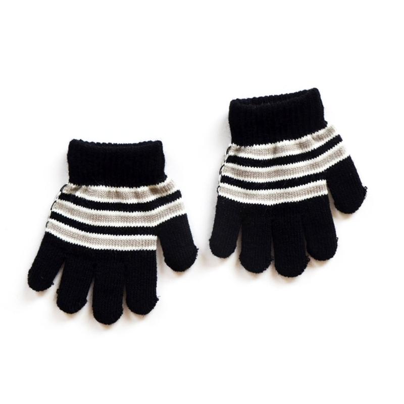 Children Full Finger Gloves Stripe Gloves Mittens Age1-5 Toddler Knitted Winter Gloves Outdoor Sport Gloves for Boy Girl 3