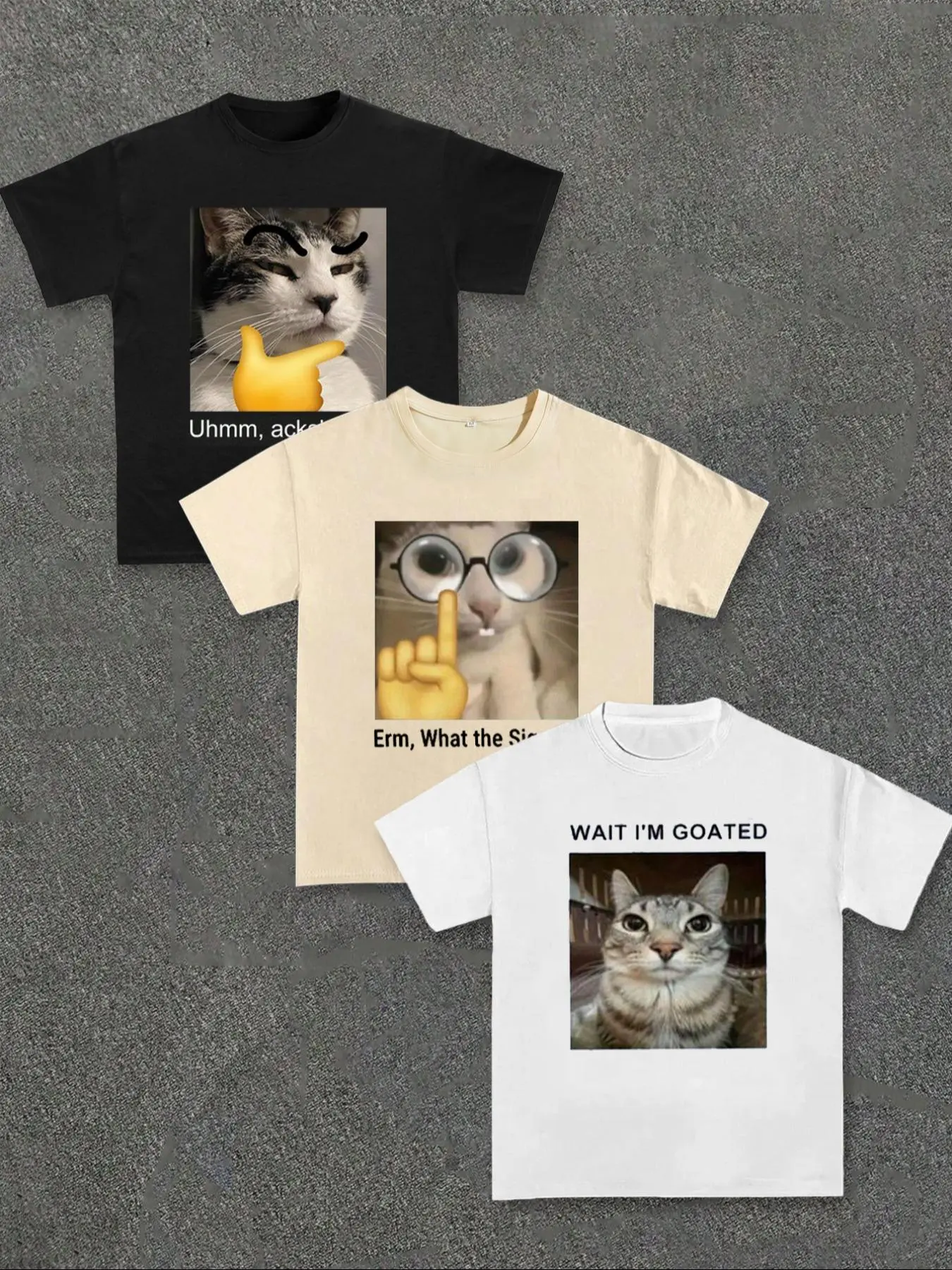 Men's Cat & Letter Print Round Neck Tee, Regular Fit Casual Short Sleeve T-shirt for Summer, Men's Top for Daily Wear