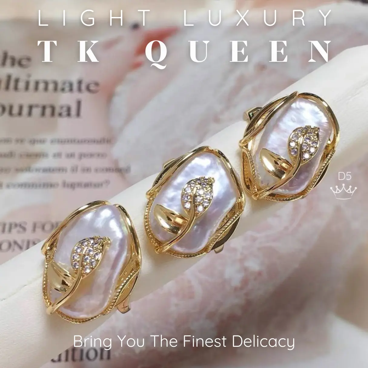 【D5】Nhẫn ngọc trai baroque free size Trang sức phụ kiện thiết kế phong cách Light luxury - TK QUEEN Accessories