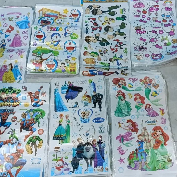 Decor hình dán công chúa, hình dán kitty, hình dán siêu nhân cho bé thoả thích sáng tạo trang trí bàn học,tủ quần áo ATD 1