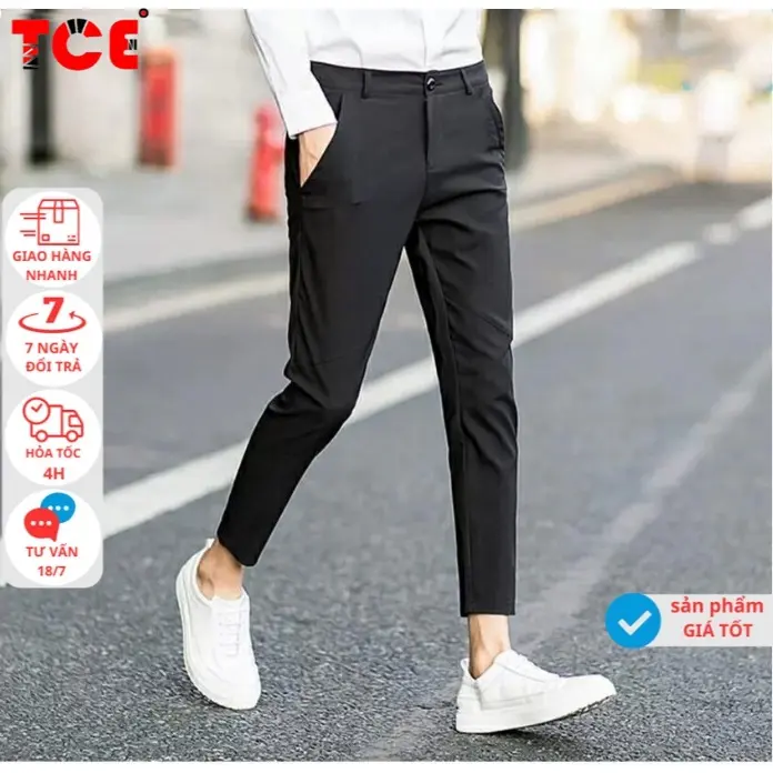 Quần dài tây âu nam , thanh lịch , quần âu học sinh , sinh viên phối áo sơ mi - KIỂU DÁNG ĐEN TRƠN