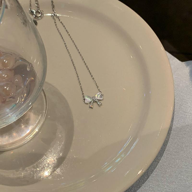 Product Introduction of ins pure desire style summer sweet bow necklace female light luxury niche design clavicle chain 2024 new 8