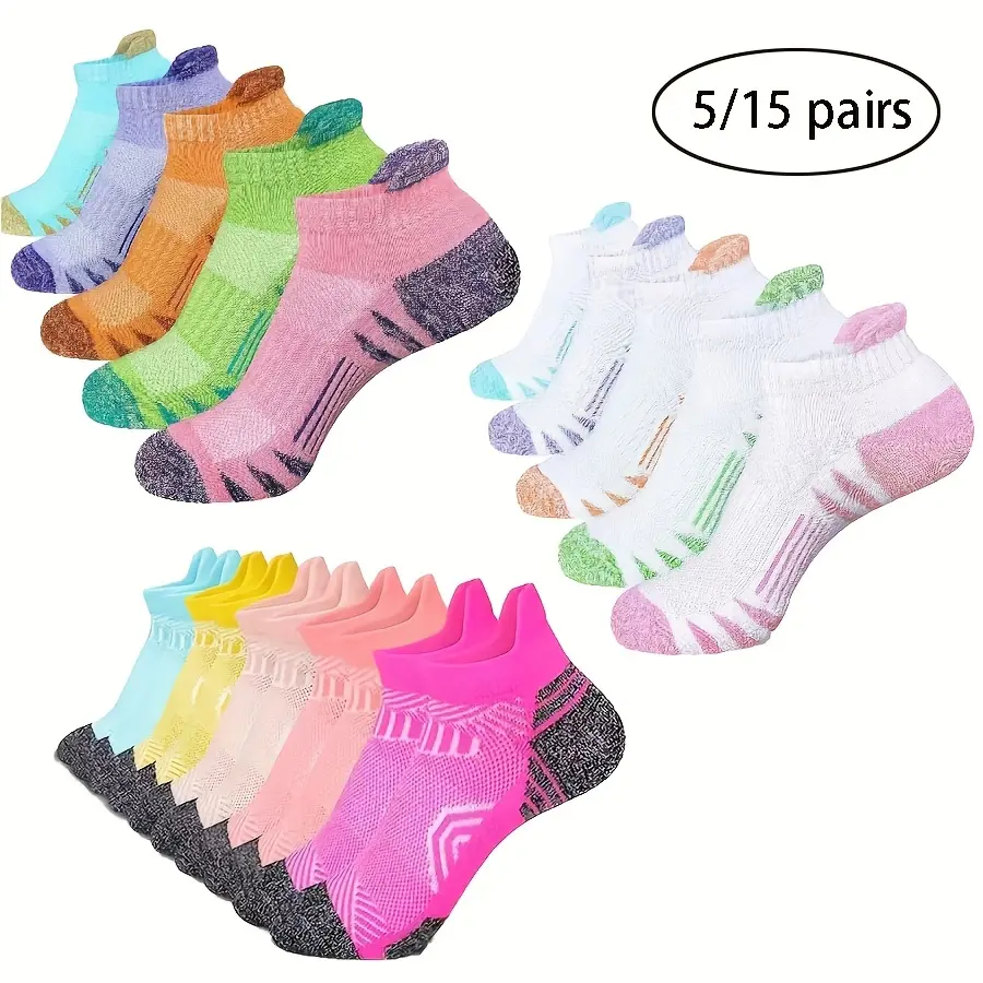 5/15 Pieces Compression Ankle Sports Pads, Polyester Knitted Fabric, Contains 5% Spandex, Breathable Low-Cut Label Design, with Thick Padding and Arch Support, Suitable for Running and Casual Wear hiking  backpack gym  bag  women Healthcare Bathroom grip