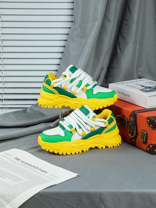 Fashionable Colorblock Lace Up Low Top Sneakers, Casual Breathable Comfortable Sports Running Shoes, All-match Basic Shoes for Daily Wear 1