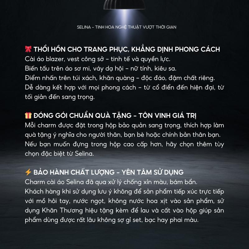 Charm cài áo Selina dải hoa ba lá vàng thanh lịch SE47 trâm ghim cài áo, cài tóc, cài khăn, cài đầm 3