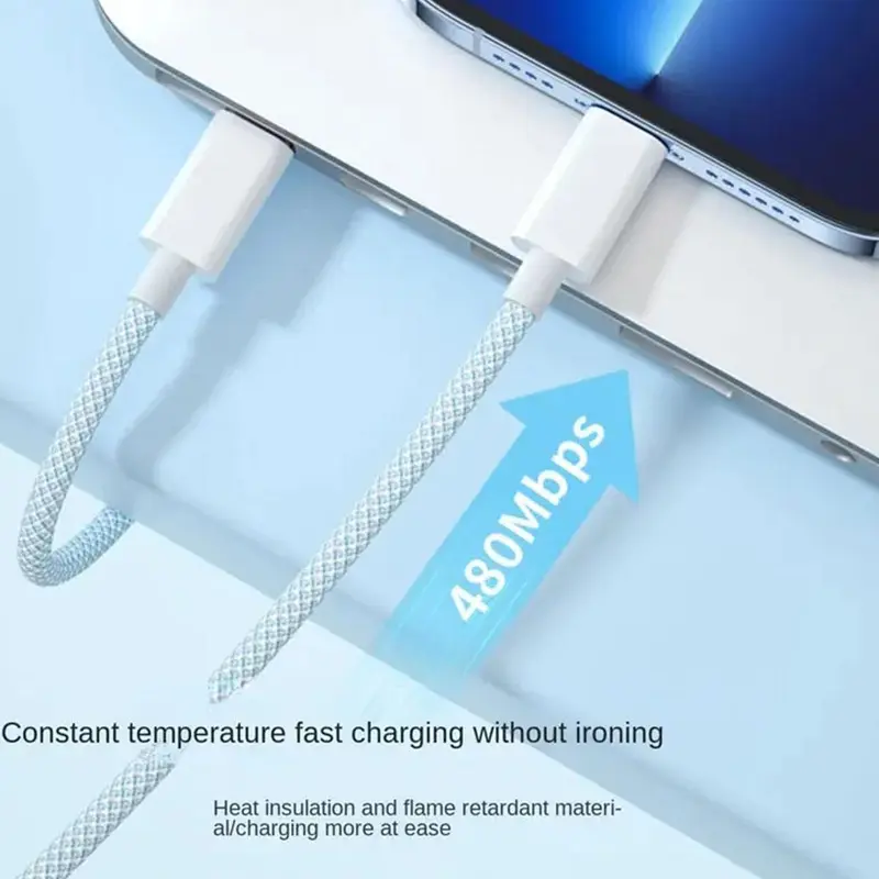 Cáp sạc PD, Dài 1m, Thích hợp cho dòng iPhone 15, Tương thích với Apple iPhone 15, Dữ liệu kép C, D3U4 1
