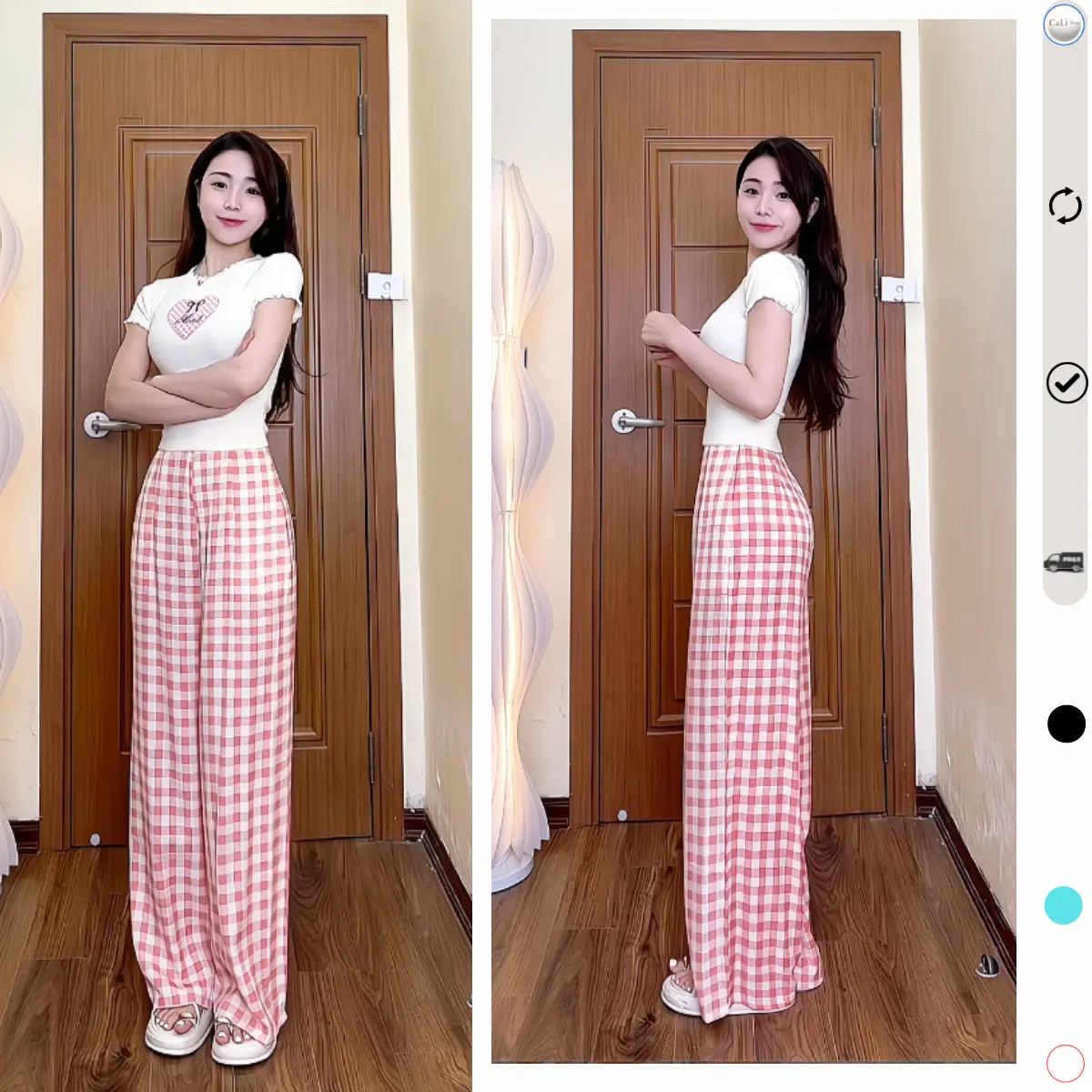 (HQCC) Quần kẻ ống rộng chất mềm mát khoá sau | BigBuy360 - bigbuy360.vn