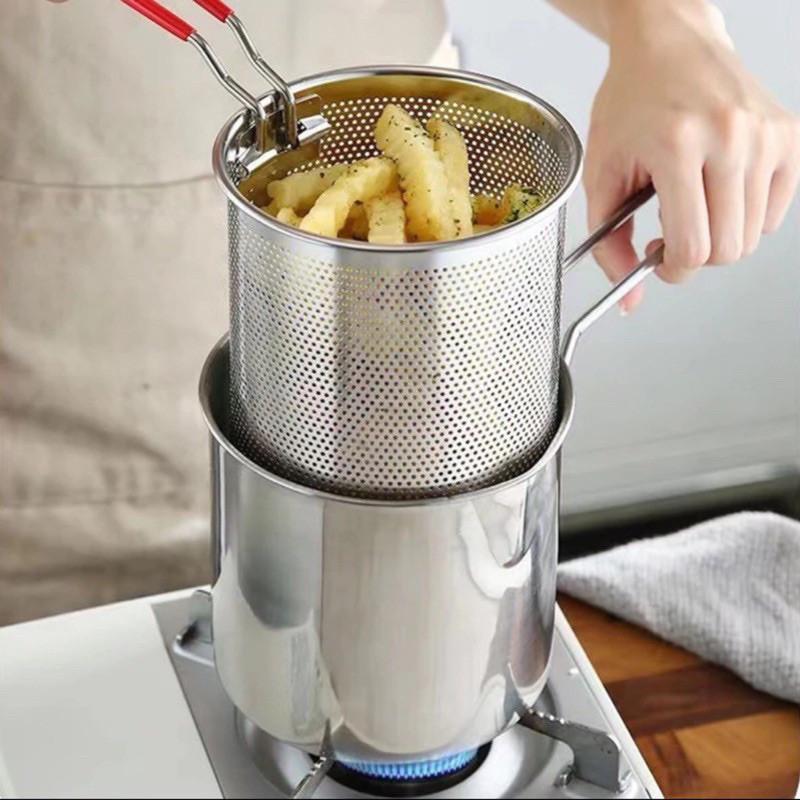 Nồi Chiên Ngập Dầu Inox 304 Cao Cấp Kèm Giá Lọc Nồi Trụng Bún Phở Dùng Cho Bếp…
