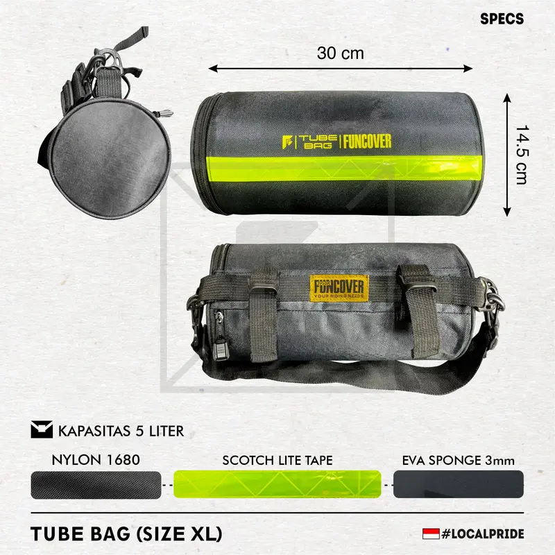 Tabung Tas Jas Hujan (Besar) Jok Bracket/Behel untuk Motor Tube-bag by FUNCOVER 2