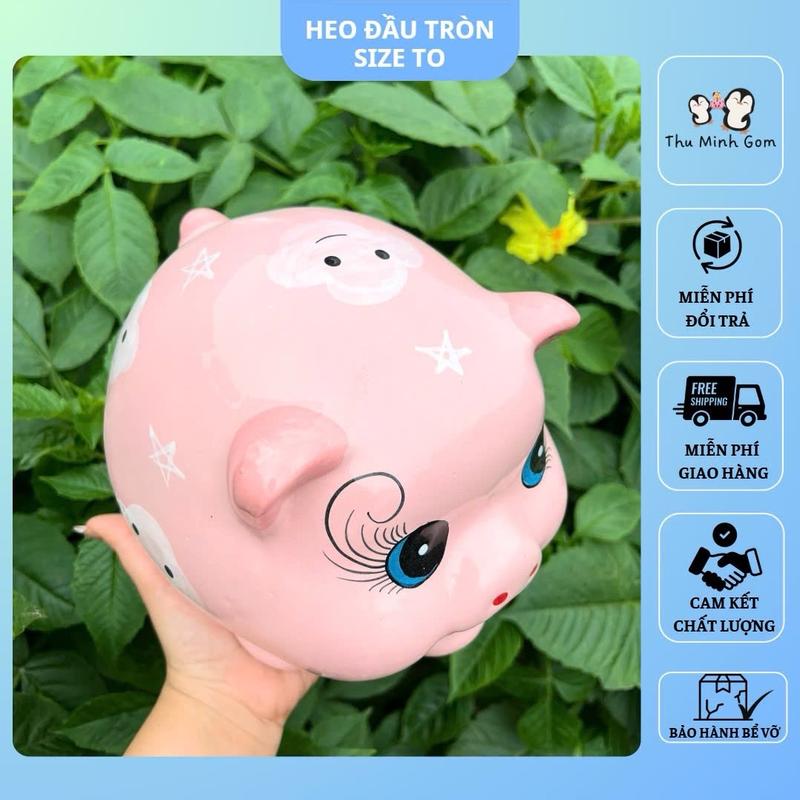 Heo đất size lớn/ heo đất size to/ heo đất đầu tròn/ ống heo đầu to/ heo sứ tiết kiệm/ lợn đất tiết kiệm size to/ gốm sứ Bát Tràng