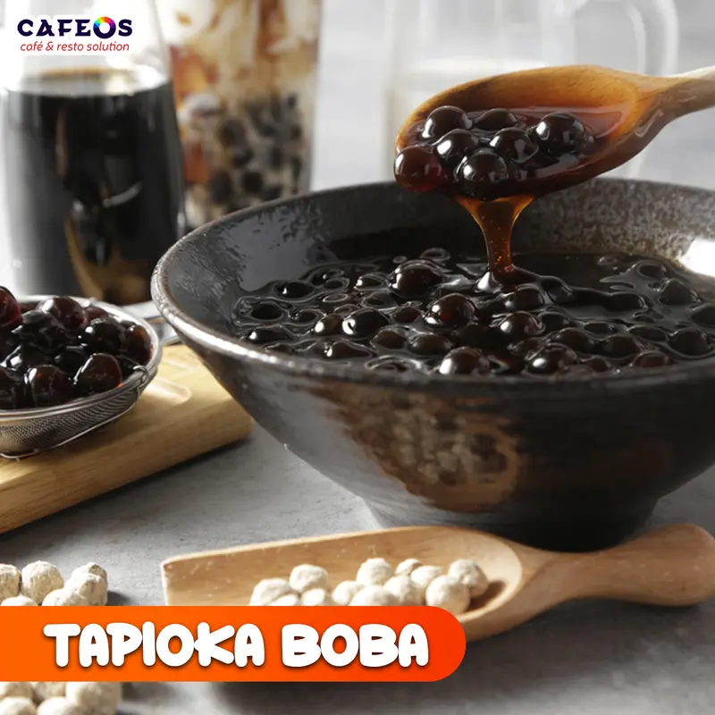[Cafeos.id] Tapioka Pearl Boba/Bubble tea/ Original Boba tea Kemasan 1 Kg Minuman Drink 1