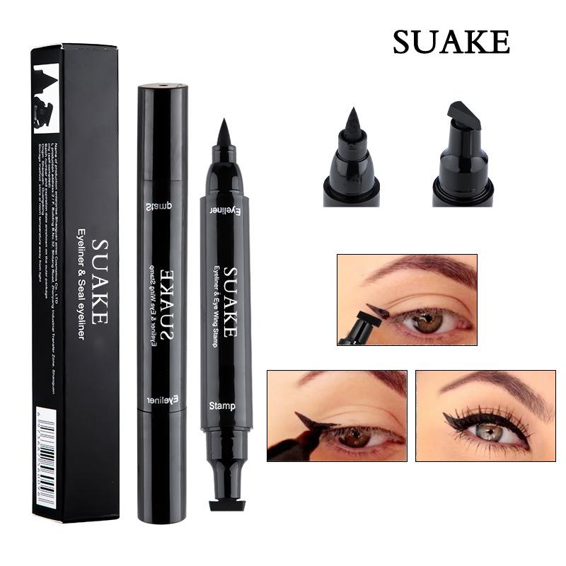 SUAKE-Bút Kẻ Mắt Hai Đầu Và Tem Cánh Mắt Không Thấm Nước Chất Lỏng Nhanh Khô Bút Kẻ Mắt Lâu Trôi Không Phai Mỹ Phẩm Phổ Biến Mới