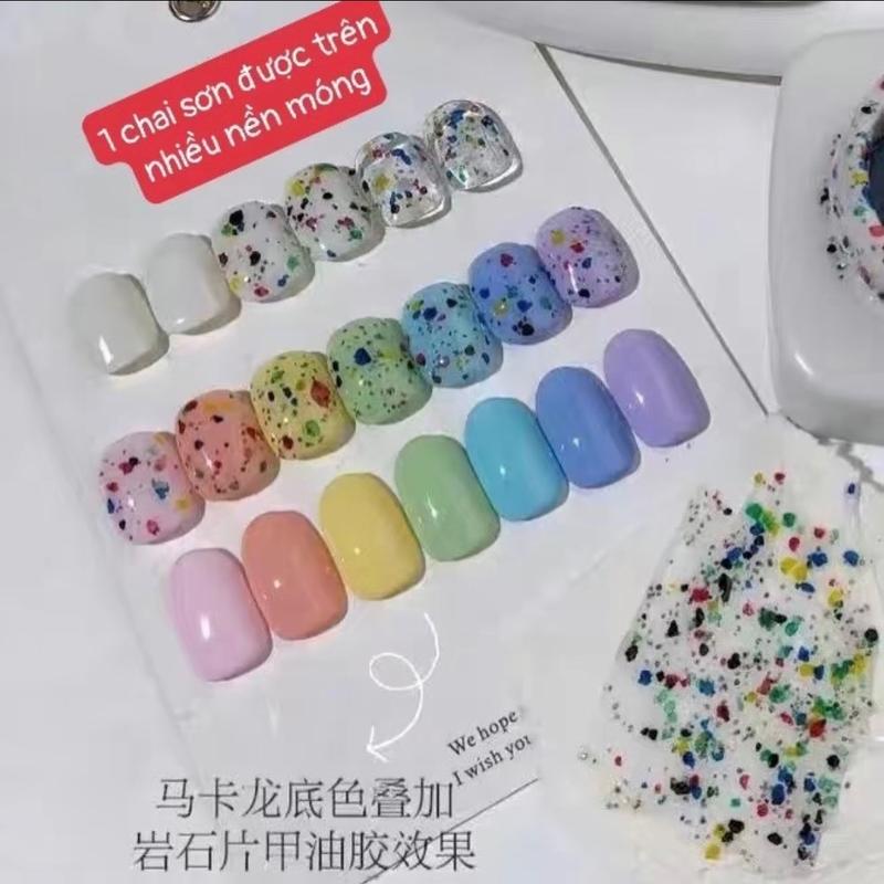Sơn gel top ngũ cốc 7 màu gel trong dùng được trên nhiều màu nền móng