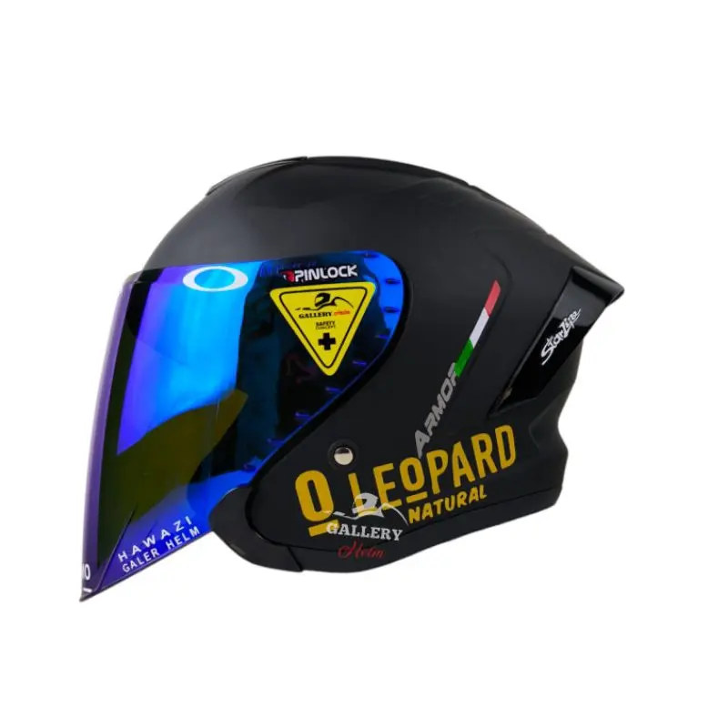 Js Armor Hitam Doff Paket Ganteng Leopard | Helm Half Face Kekinian Iridium Motorcycle Visor 5