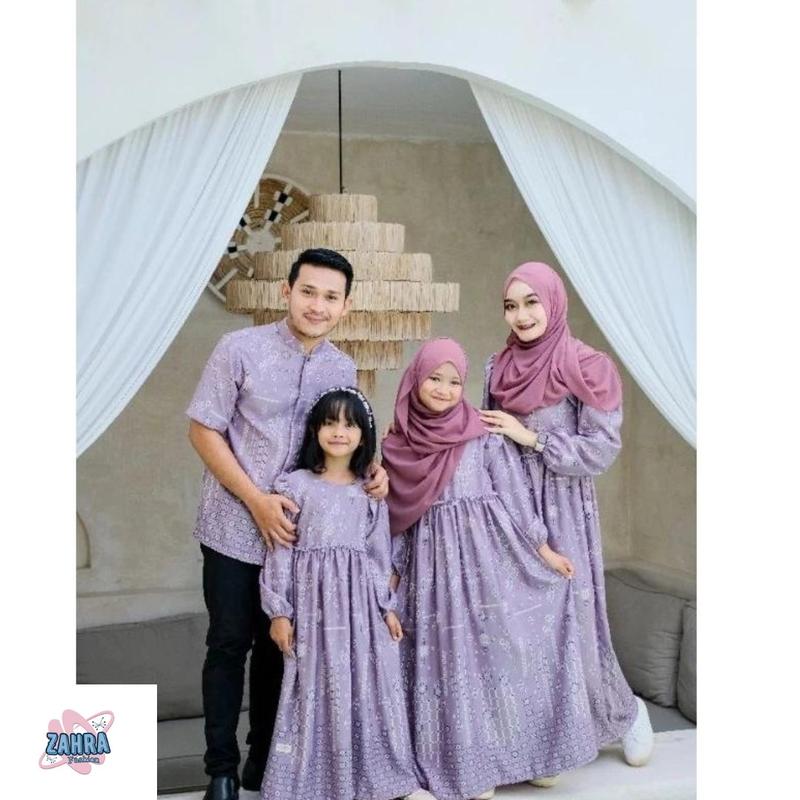 Product Introduction of set couple family motif malika koko dewasa gamis dewasa koko anak gamis anak Keluarga Muslim Mewah Ibu Wanita Pasangan Biru Hijau Panjang 5
