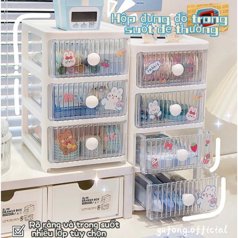 Tủ nhựa mini để bàn đựng đồ dùng học tập xinh xỉu, hộp bút decor góc học tập làm việc có ngăn kéo đa năng giá rẻ hộp  đựng charm túi mù kệ trong suốt
