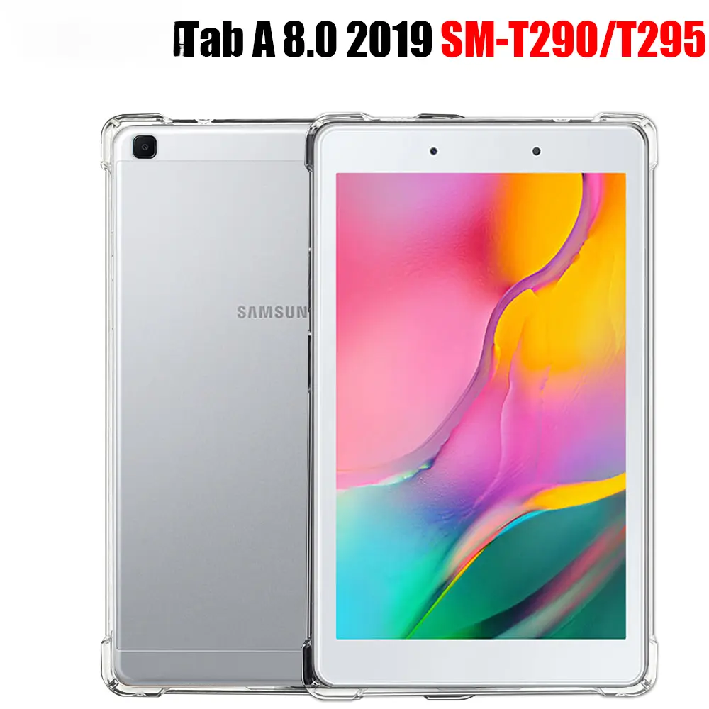 Tablet Case for Samsung Galaxy Tab A 8.0 2019 Silicone Soft Shell TPU Airbag Cover Transparent Protection Bag for SM-T290/T295