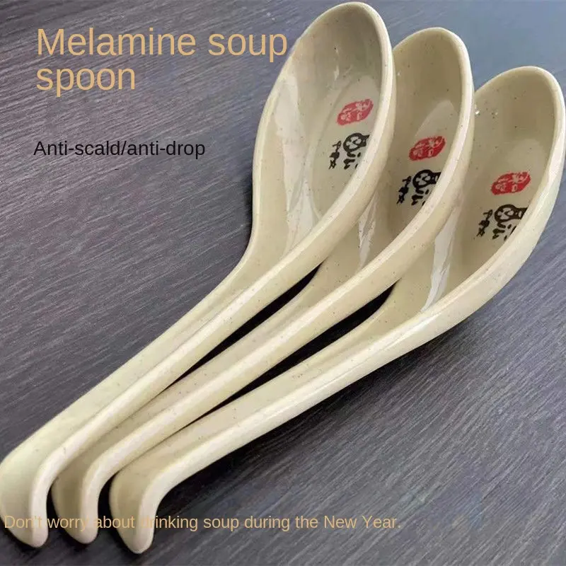 Melamine Spoon Plastic Soup Spoon for Home Use and Restaurants Commercial Wufu with Hook Spicy Hot Ramen Long Handle Soup Spoon Breakfast