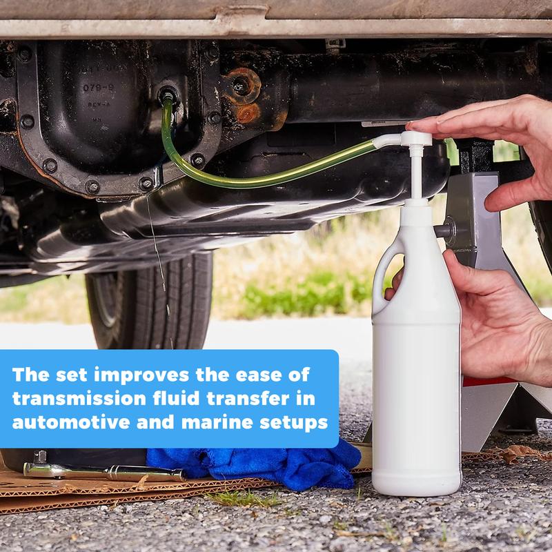Product Introduction of 1/2Set Lower Unit Gear Oil Pump Reusable Transmission Fluid Pump Fluid Transfer Hand Pump Manual Transfer Gear Oil Pump 10CC Per Stroke for Standard Quart Bottles with 28 mm Caps woN6H 49