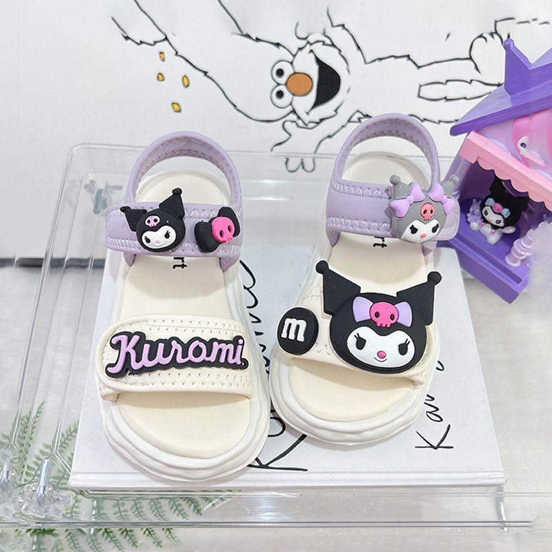 Dép Quai Hậu Kuromi Dép Đi Học Đế Bánh Mì Quai Dán Phối Màu Cho Bé Gái 2-15Tuổi K101