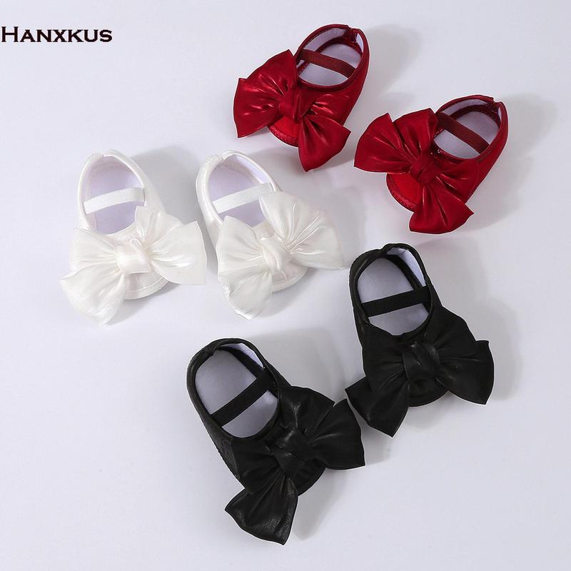 Giày làm lễ rửa tội cho bé gái có băng đô, Thắt nơ lấp lánh dễ thương Mary Jane Giày đế bằng thoải mái, Giày tập đi cho trẻ mới biết đi + Bộ băng đô