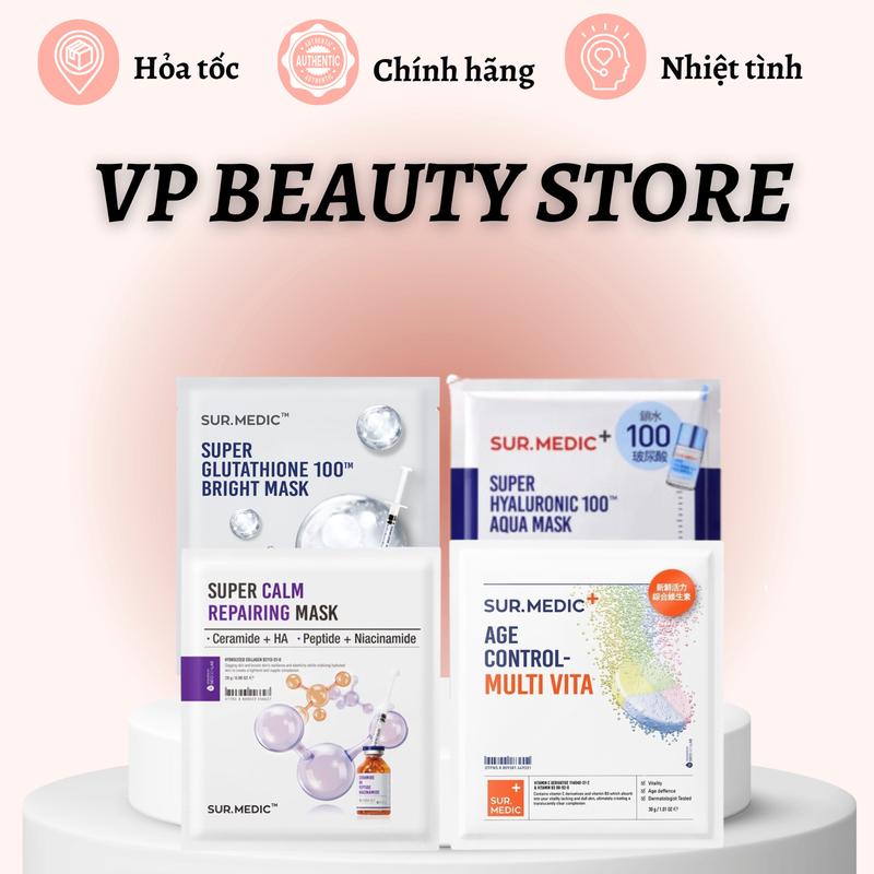 Full hộp - SUR MEDIC Mặt Nạ Siêu Cấp Ẩm Dưỡng Trắng Nữ Skincare