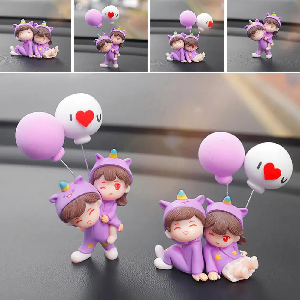 Home Decoration Purple Cartoon Pajamas Couple Cute Center Console Decoration Girls Couple Jewelry Office Car Decoration