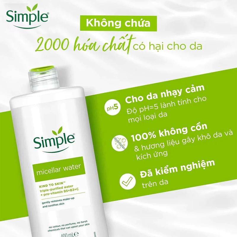 Nước Tẩy Trang Simple Kind To Skin Micellar Cleansing Water 3