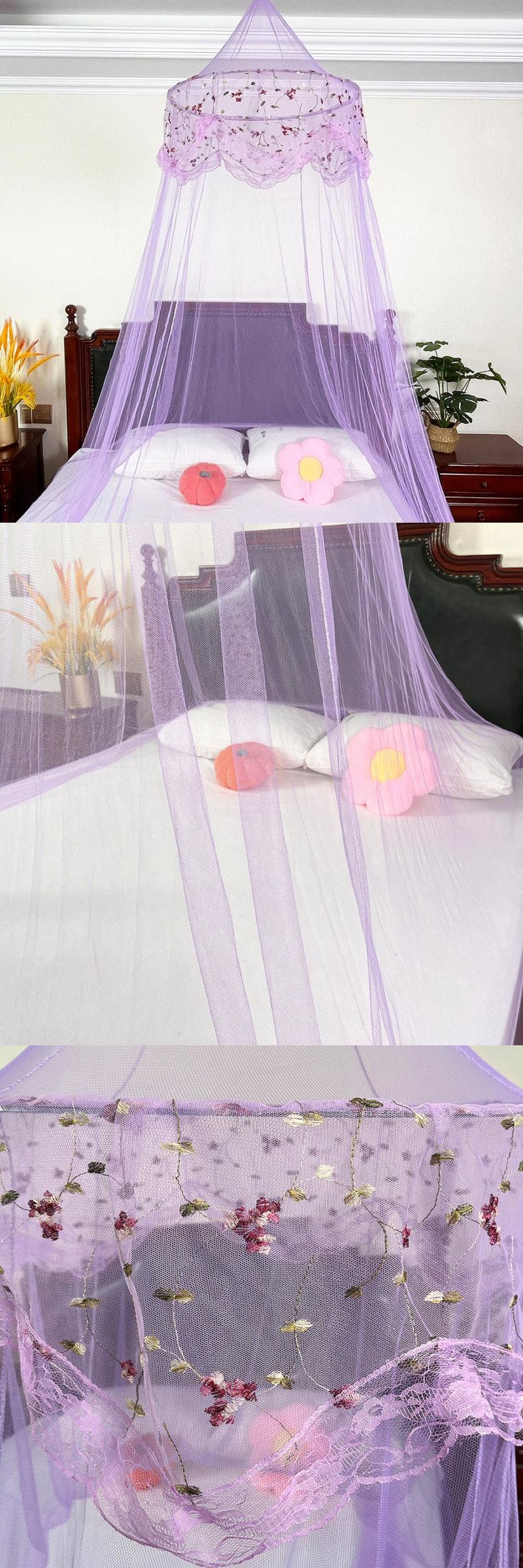 Product Introduction of 1pc Bed Canopy Girls, Embroidery Princess Dome Mosquito Net Single To King Size Bed, Suitable For Be Bedding Accessories 3