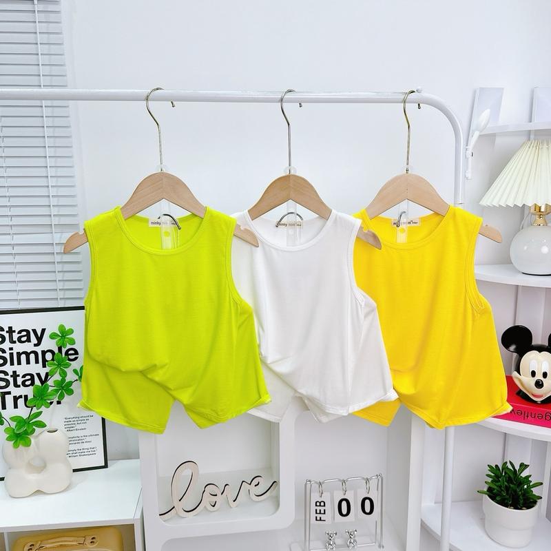 ￼NT039 Bộ ba lỗ, bộ sát nách thun lạnh Minky mom cho bé trai, bé gái, sơ sinh màu trơn 2