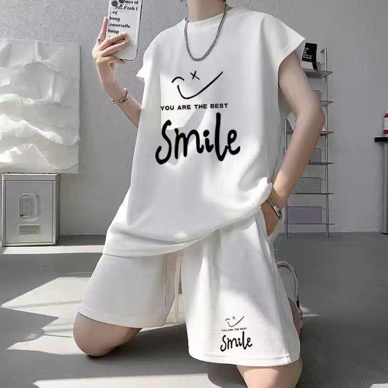 Bộ Đồ Hai Mảnh Cho Nam, Bộ Sưu Tập Ruoshuai Ins, Áo Ba Lỗ Không Tay Bánh Quế Và Quần Đùi, Cao Cấp Và Tuyệt Vời, Thích Hợp Cho Thanh Thiếu Niên, Bán Chạy Tại Cửa Hàng, 12 0