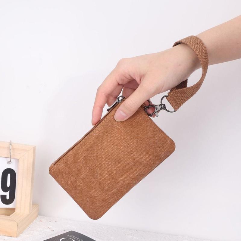 TikTok Shop Canvas Coin Purse New Solid Color with Wrist Straps Key Bag Portable Zero Wallet Women