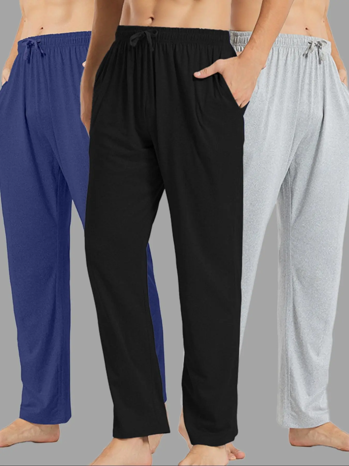 Men's Solid Color  Drawstring Waist Lounge Pants, Regular Fit Casual Comfy Pocket Sleep Pants for Daily Wear, Men Sleepwear & Loungewear for All Seasons