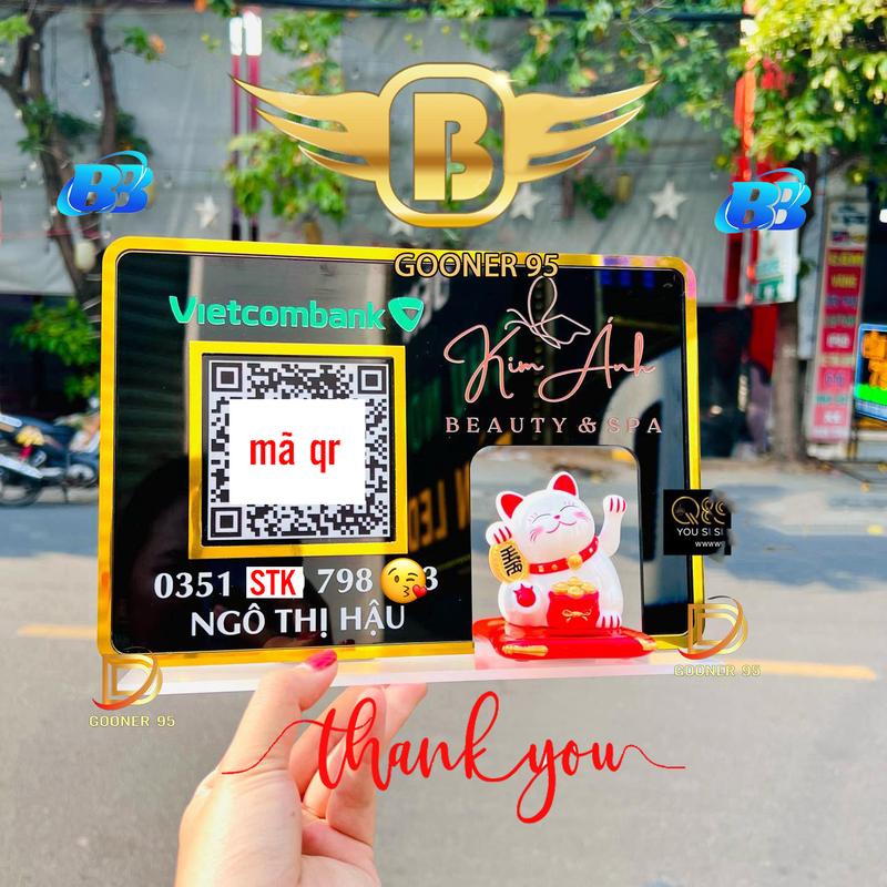 Bảng mã QR mèo thần tài, chất liệu meca, đặt tại quầy lễ tân , kiểu dáng sang trọng phù hợp mọi không gian 6