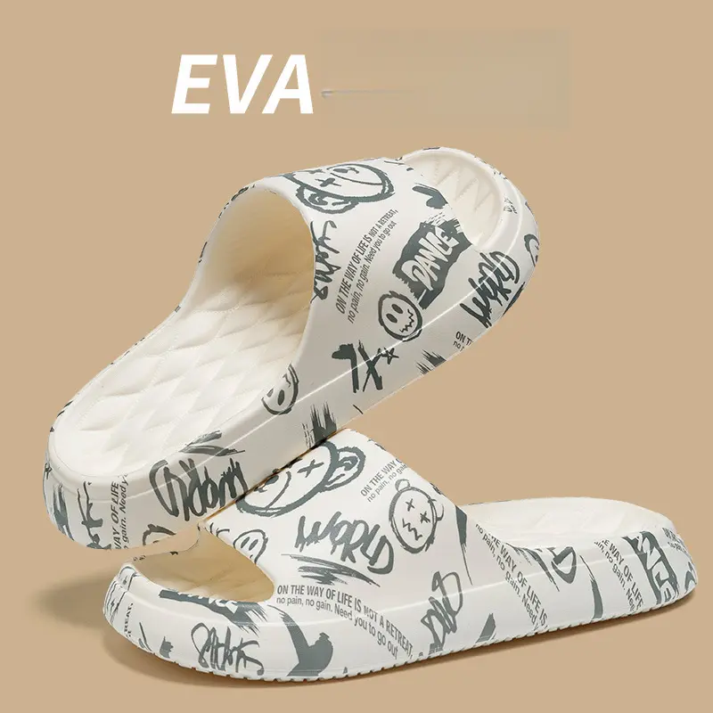 EVA Bear Print Step On The Shit Sense Slippers Men Wear Comfortable And Lightweight Indoor Home Bath Soft Bottom Couple Cold Shoes Women