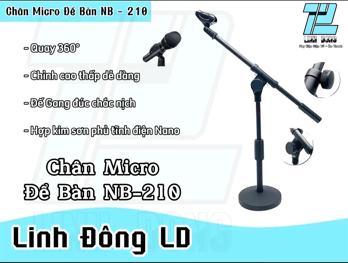 Chân Micro để bàn chính hãng HAIF NB 211 - Chân Micro để bàn  gật gù Kim loại