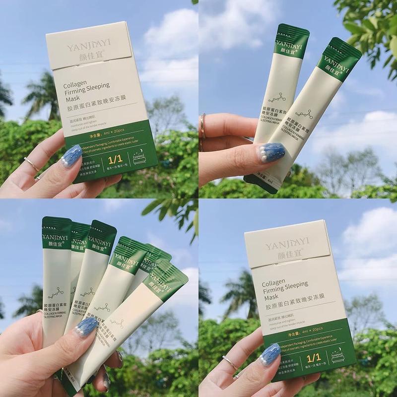Hộp 20 Gói Mặt nạ ngủ thạch Collagen YANJIAYI nhà FISHVN Skincare Mask Dưỡng Ẩm Da Làm Đẹp Da Nữ Đắp Mặt Dưỡng Da Mặt