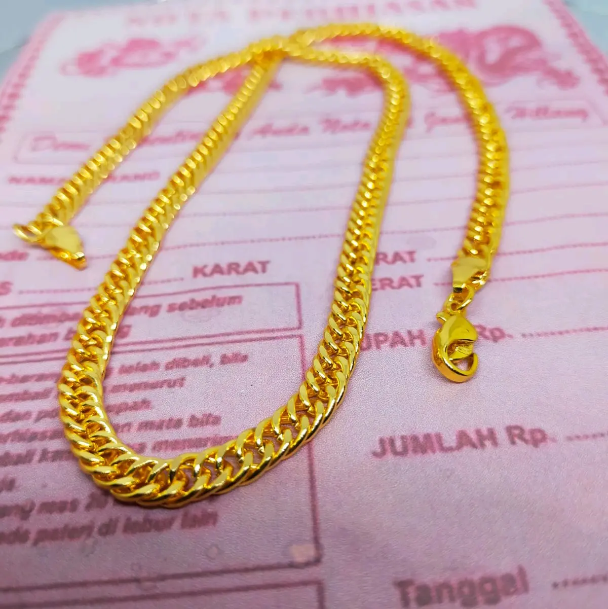 kalung rantai pria dan wanita 01 terbuat lapis coin emas 77,8 asli anti luntur Gold Gelang