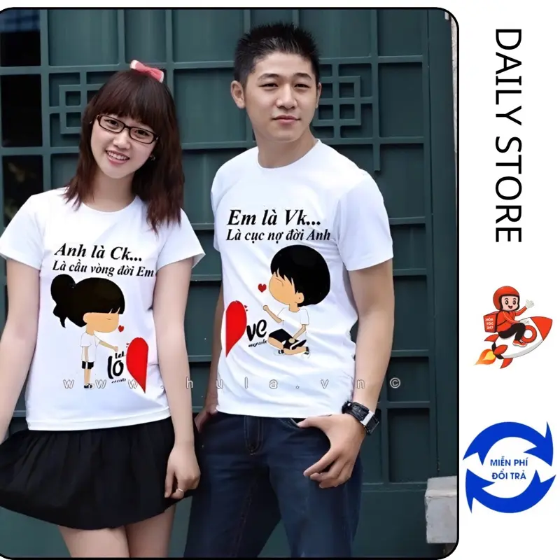 Áo Cặp Nam Nữ, Áo Đôi Tình Yêu ( Giá 1 Áo ) Hoạ Tiết Ý Nghĩa Phong Cách Trẻ Trung Chất Liệu Vải Cotton Cao Cấp.