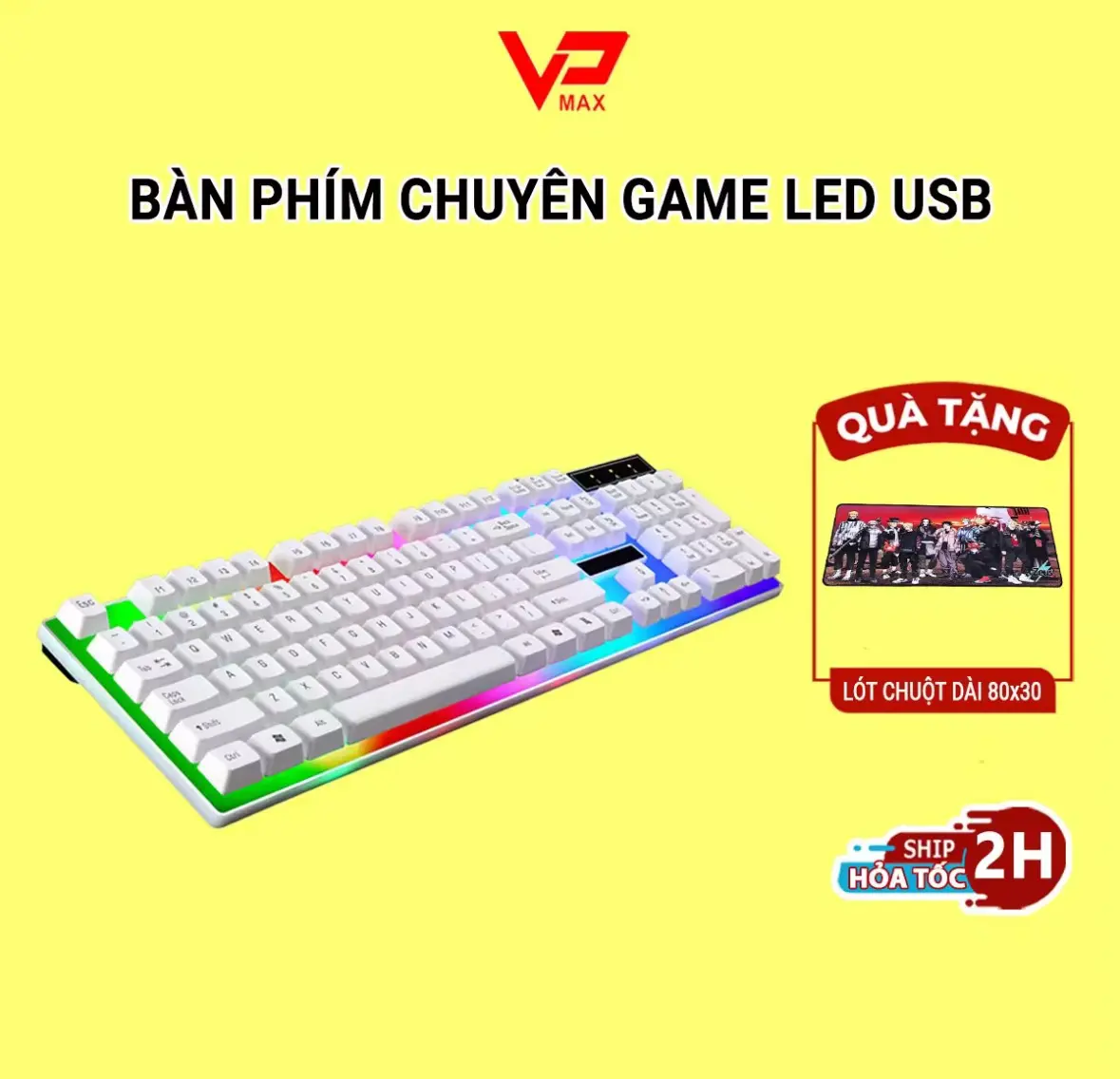 Bàn phím giả cơ có dây GTX350 led RGB full 104 phím tặng lót dài 80x30cm - VP MAX