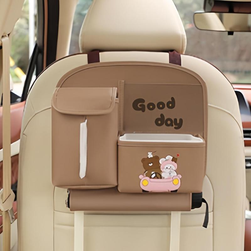 Product Introduction of Cartoon Pattern Car Seat Back Storage Bag, Multifunctional Car Seat Back Organizer, Car Interior Accessories for Car Stowing & Tidying 7
