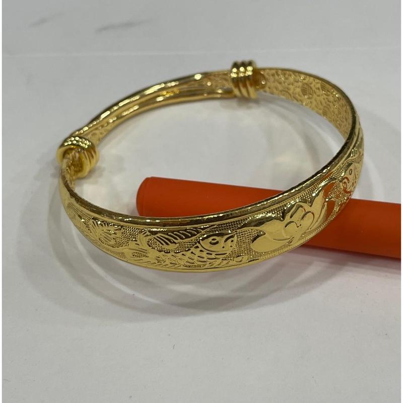 High Imitation Vietnamese Gold-Plated Dragon and Phoenix Fortune Bracelet Push-Pull Dragon and Phoenix Auspicious Bracelet Gold Color Plum Blossom Fortune Imitation Jewelry 4