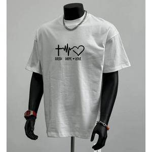 ผ้าฝ้ายคอกลมแขนสั้นเสื ้อยืดผู้ชายเทรนด์ภาษาอ ังกฤษพิมพ์ฤดูร้อนด้านบ หลวมพร้อมเสื้อยืดขนาด